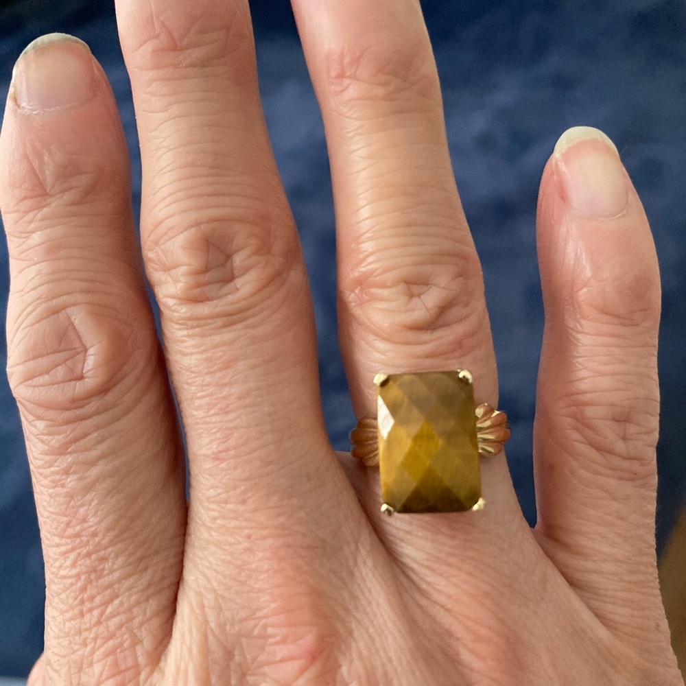 14K gold Tiger Eye Statement Ring, Size 6
